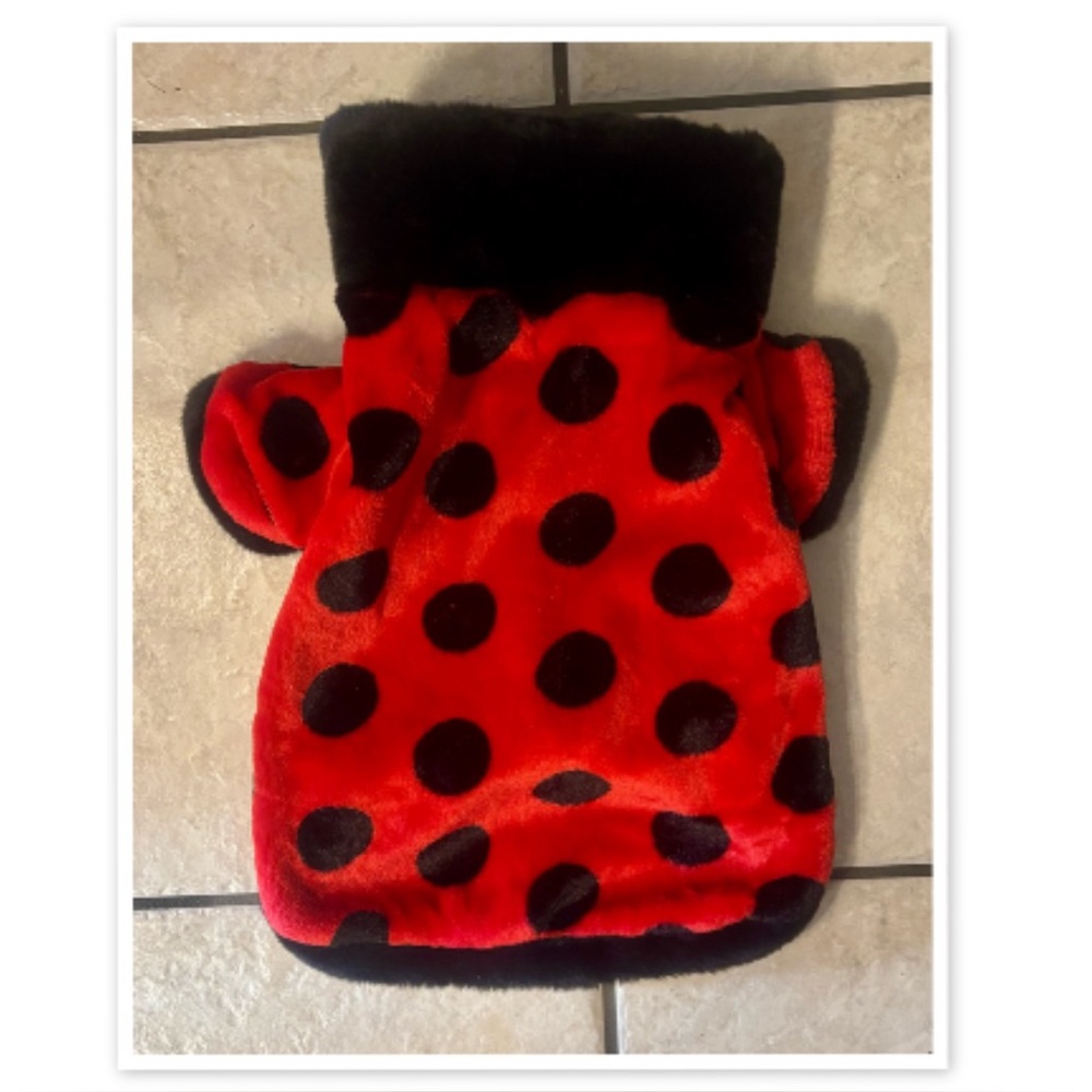 Plush Red Ladybug Dog Costume - Pet Lady Bug Halloween Outfit